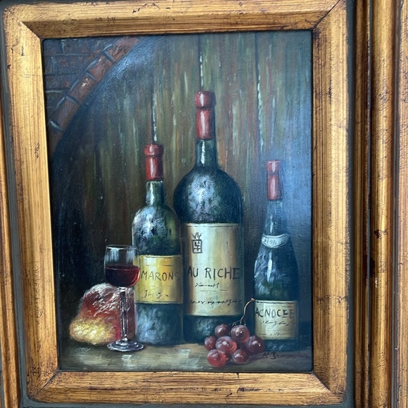 20” x 18” Framed 8” x 10” Painting Art Still Life Wine by R. James - Picture 3 of 16